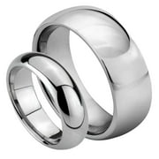 For Him \u0026 Her 8MM/6MM Tungsten Carbide Classic Dome Shape Wedding Band Ring Set
